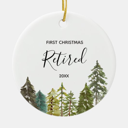 Pine Greenery, eerste kerstOrnament in ruste Keramisch Ornament (Voorkant)