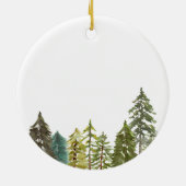 Pine Greenery, eerste kerstOrnament in ruste Keramisch Ornament (Achterkant)