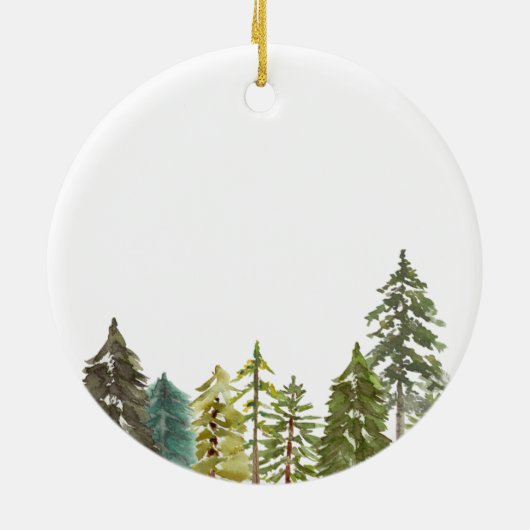 Pine Greenery, eerste kerstOrnament in ruste Keramisch Ornament (Achterkant)