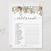 Pine Greenery Word Scramble Vrijgezellenfeest Game Kaart (Voorkant)