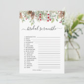 Pine Greenery Word Scramble Vrijgezellenfeest Game Kaart (Staand voorkant)