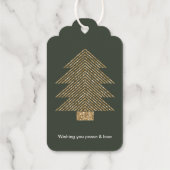 Pine Groen Goud Glitzy Glitter Kerstmis Cadeaulabels (Achterkant)
