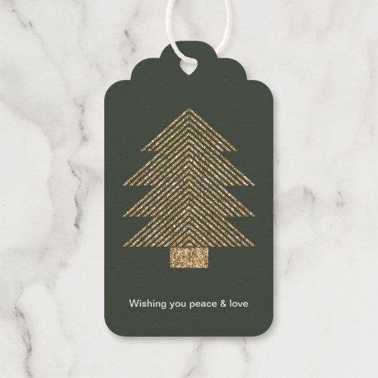 Pine Groen Goud Glitzy Glitter Kerstmis Cadeaulabels