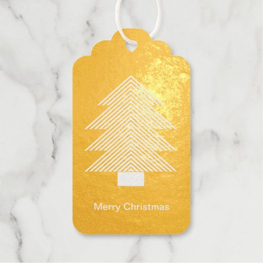 Pine Groen Goud Glitzy Glitter Kerstmis Cadeaulabels (Voorkant)