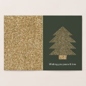 Pine Groen Goud Glitzy Glitter Kerstmis Folie Kaarten (Binnen)