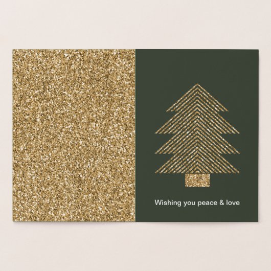 Pine Groen Goud Glitzy Glitter Kerstmis Folie Kaarten (Binnen)