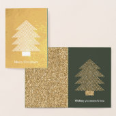 Pine Groen Goud Glitzy Glitter Kerstmis Folie Kaarten (Display)