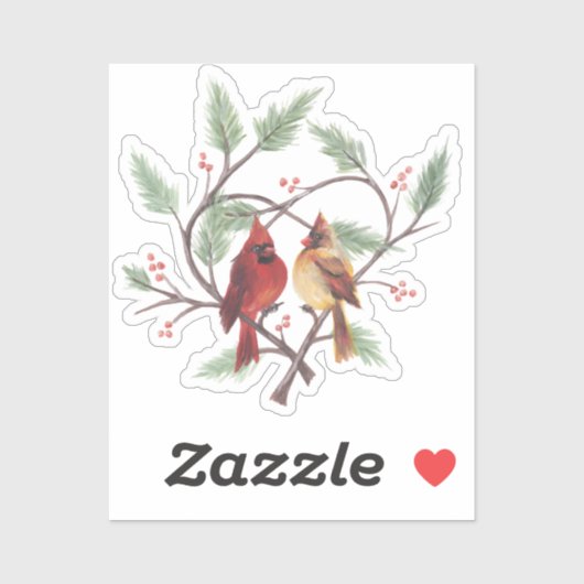 Pine hart kardinaal vinyl Sticker (Vel)