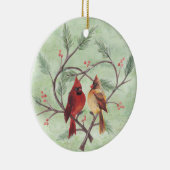 Pine Heart Cardinals on Green Ornament (Rechts)