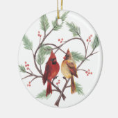 Pine Heart Cardinals Ornament (Links)