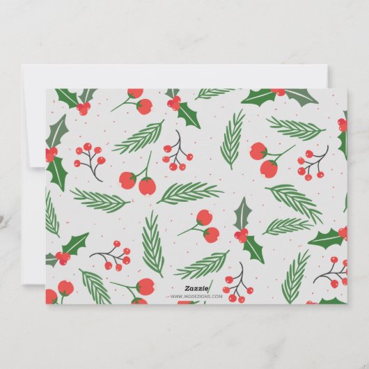Pine Holly Berries Gold Peace Multiple Photo Feestdagenkaart (Achterkant)