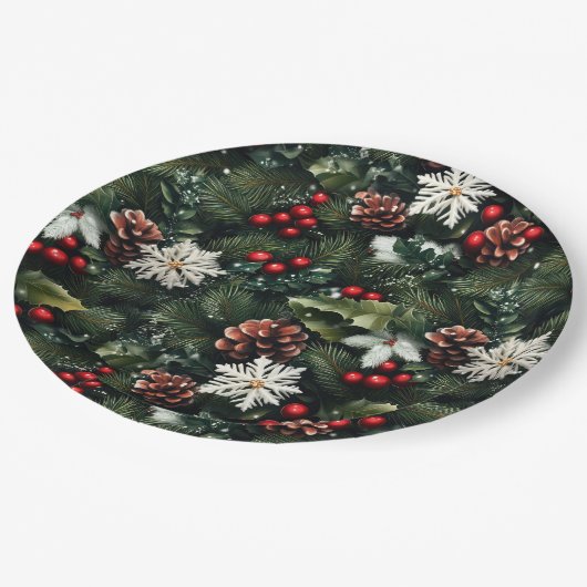 Pine & Holly Harmony Papieren Bordje (Gekanteld)