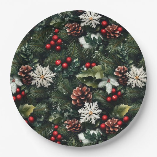 Pine & Holly Harmony Papieren Bordje (Voorkant)