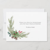 Pine Holly Script Kerst Zakelijke Kerstkaart  (Achterkant)