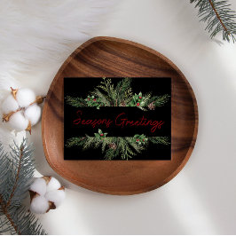 Pine Holly Script Kerst Zakelijke Kerstkaart