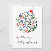 Pine Holly Wreath Zakelijke Kerstvakantie Kaart (Voorkant)