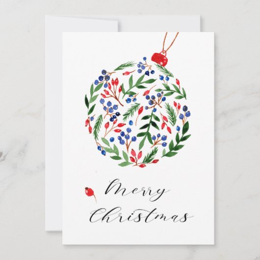 Pine Holly Wreath Zakelijke Kerstvakantie Kaart (Voorkant)