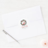 Pine Holly Wreats Kardinaal Kerstfeest Ronde Sticker (Envelop)