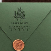 Pine Illustratie & Aangepaste Naam Retouradres Rubberstempel