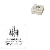 Pine Illustratie & Aangepaste Naam Retouradres Rubberstempel (Gestempeld)