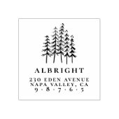 Pine Illustratie & Aangepaste Naam Retouradres Rubberstempel (Afrduk)