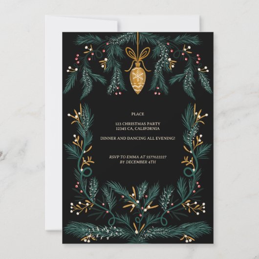 Pine illustratie groen goud corporate kerst kaart (Achterkant)