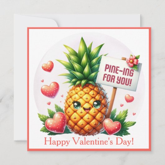 Pine-ing voor Schattigee Happy Valentijnsdag Custo Feestdagenkaart (Voorkant)