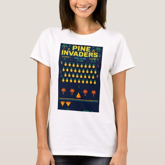 Pine Invaders-Pineapple Empire Retro Games Serie T-shirt (Voorkant)
