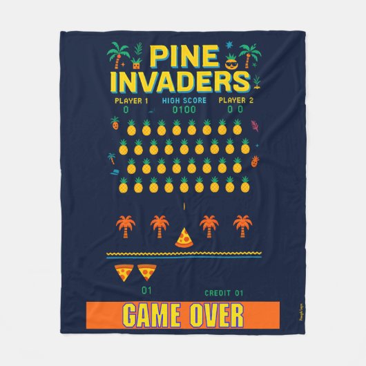 Pine Invaders-Pineapple Empire Retro Games Series Fleece Deken (Voorkant)
