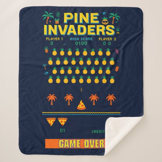 Pine Invaders-Pineapple Empire Retro Games Series Sherpa Deken (Voorkant)