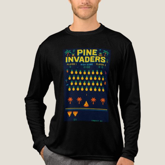 Pine Invaders-Pineapple Empire Retro Games Series Tri-Blend Shirt (Voorkant volledig)