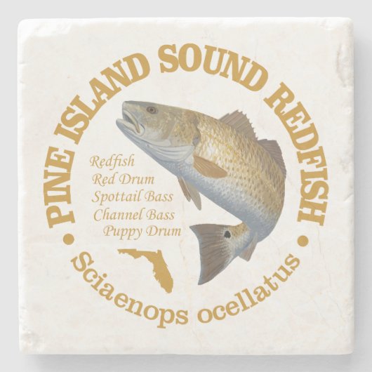 Pine Island Sound (roodbaars) Stenen Onderzetter (Voorkant)