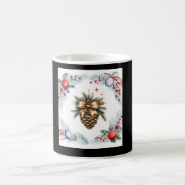 Pine kegel omgeven door krans en Ornamenten Koffiemok