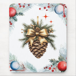 Pine kegel omgeven door krans en Ornamenten Muismat