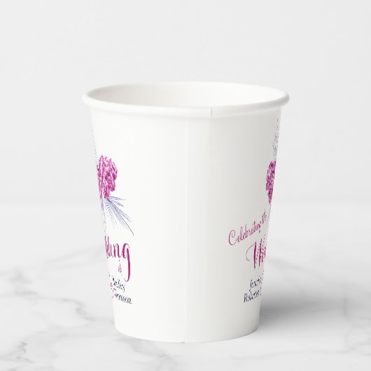 Pine kegel tekening blauwe pruim winter bruiloft papieren bekers (Rechts)