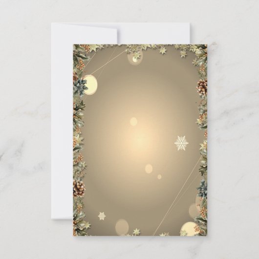 Pine kegels, Branches, Santa Hat Champagne Kerstmi Kaart (Achterkant)