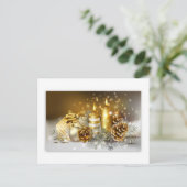 Pine kegels en kerstkaarsen feestdagenkaart (Staand voorkant)