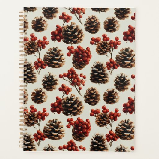 Pine kegels en rode bessen winterpatroon planner (Voorkant)