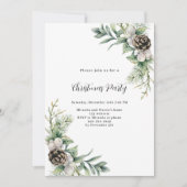 Pine kegels groen verlaat Christmas Party Kaart (Voorkant)