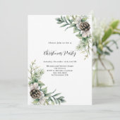 Pine kegels groen verlaat Christmas Party Kaart (Staand voorkant)