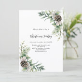 Pine kegels groen verlaat Christmas Party Kaart (Staand voorkant)