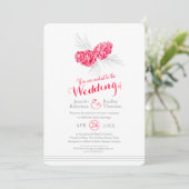 Pine kegels kunst tekening rood grijs bruiloft kaart (Staand voorkant)