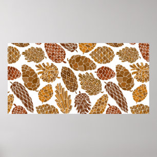 Pine-kegels naadloos patroon poster