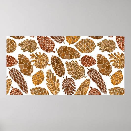 Pine-kegels naadloos patroon poster (Voorkant)