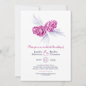 Pine kegels tekening kunst blauwe pruim winter bru kaart (Voorkant)