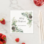 Pine kegels wit groen kerstfeest servet (Insitu)