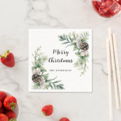 Pine kegels wit groen kerstfeest servet (Insitu)