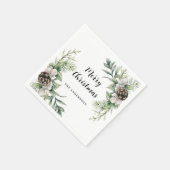 Pine kegels wit groen kerstfeest servet (Hoek)