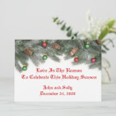 Pine kerstsierweddenschappen kaart (Staand voorkant)