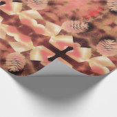 Pine Kone Fir Kaleidoscopic Design Peach roze Cadeaupapier (Hoek)